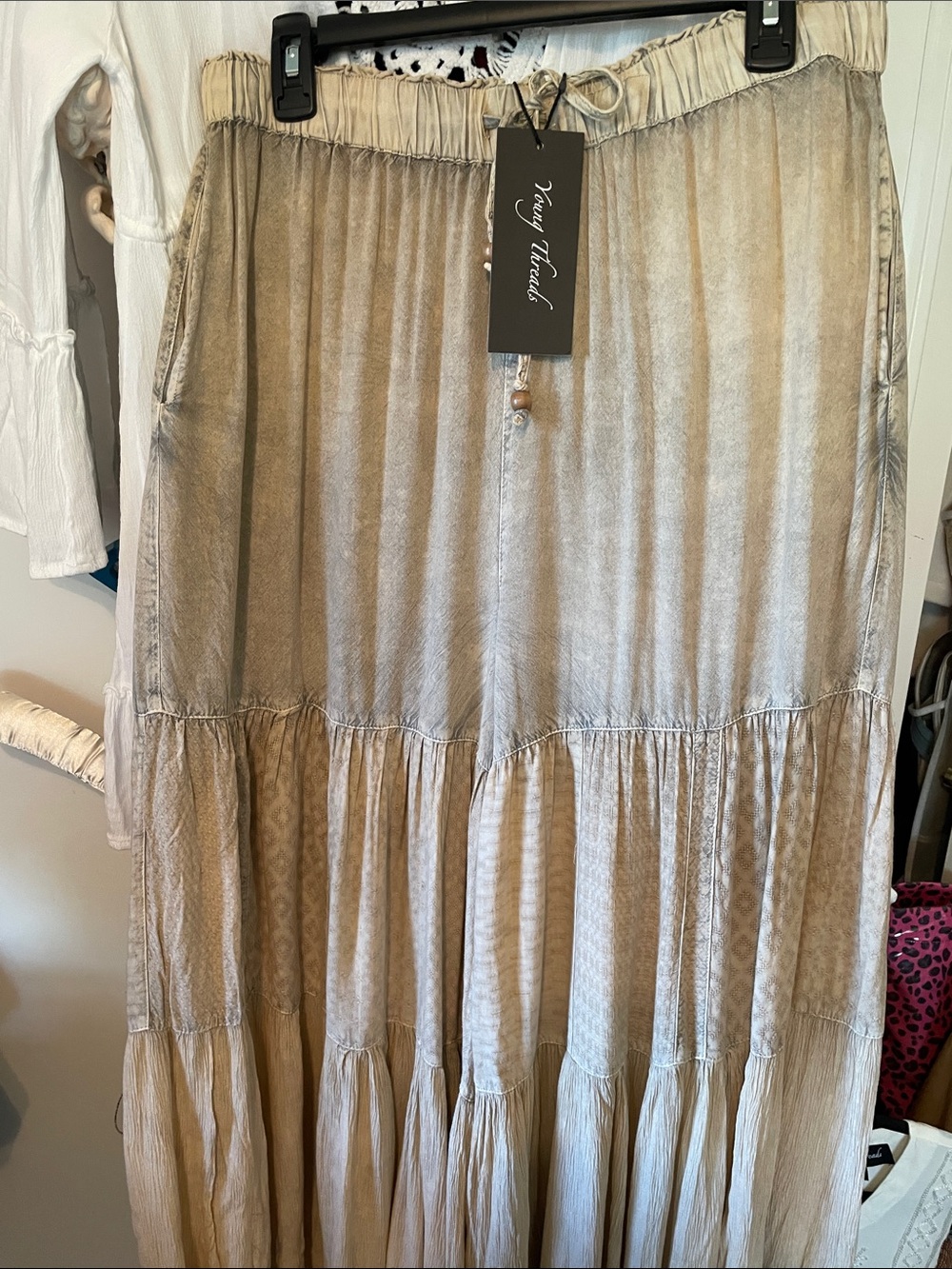 Boho Tiered Palazzo Patchwork Pants - Young Threads - Picture 8 of 13